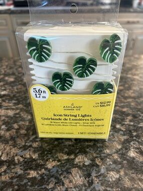 ASHLAND MONSTERA LEAF ICON STRING LIGHTS 5.6 FT NWT